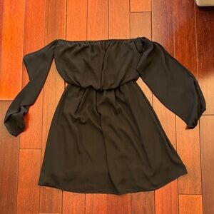 Forever 21 Black Off-Shoulder Long Sleeve Dress